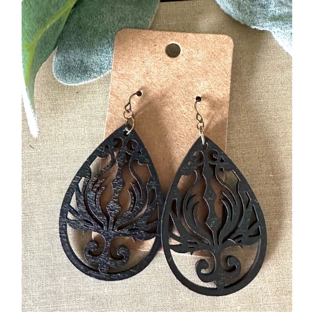 Black wooden earrings